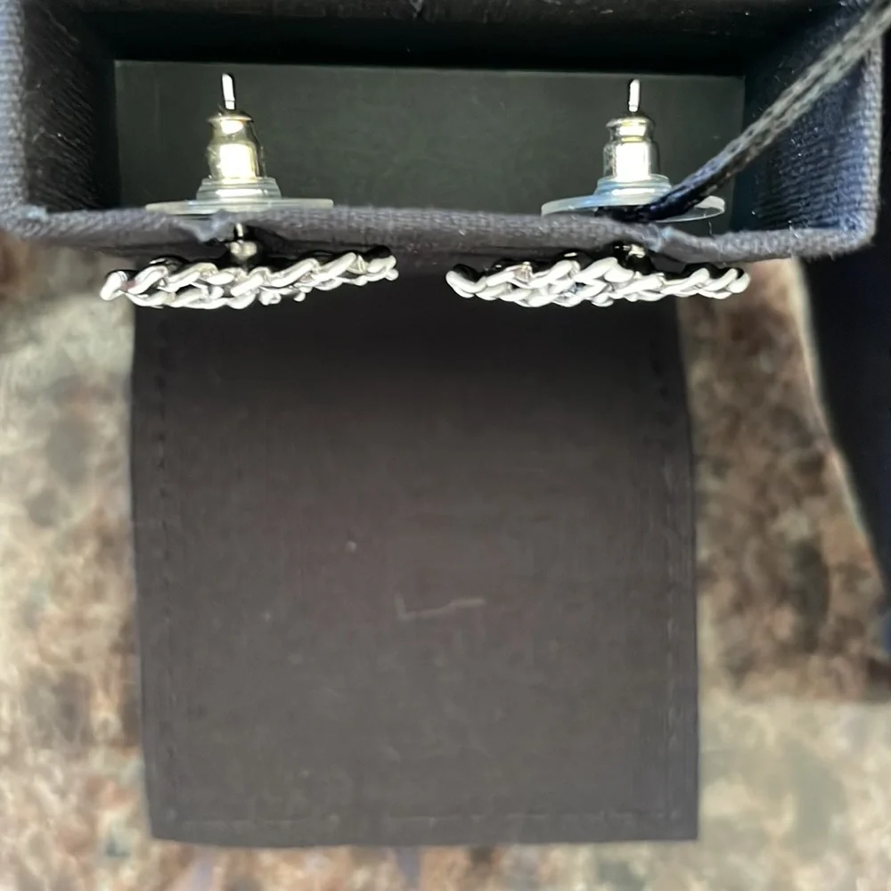 Chanel 22p ruthenium white earrings classic cc logo pierced